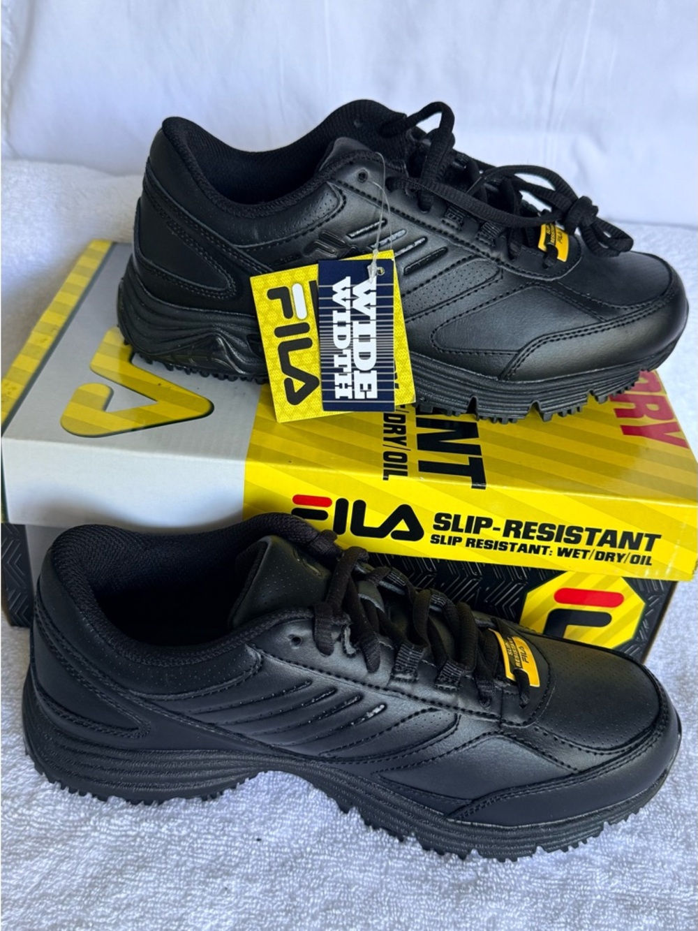FILA Men’s Black Slip-Resistant Sneakers